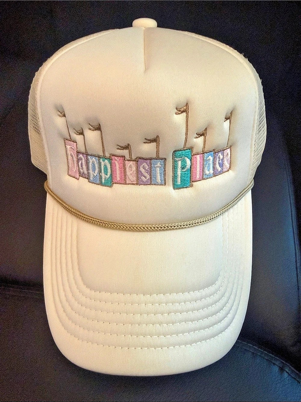Poppy & Pine Happiest Place Trucker Hat Cream
